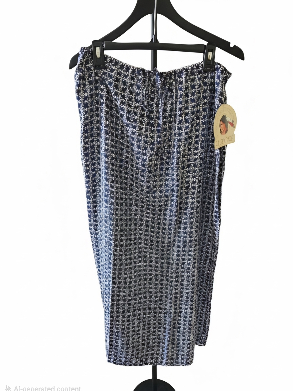 Cherokee Navy and White Printed Pencil Skirt